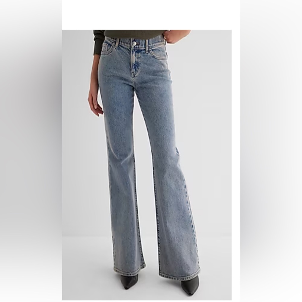 Mid Rise Pink Tint '70s Flare Jeans